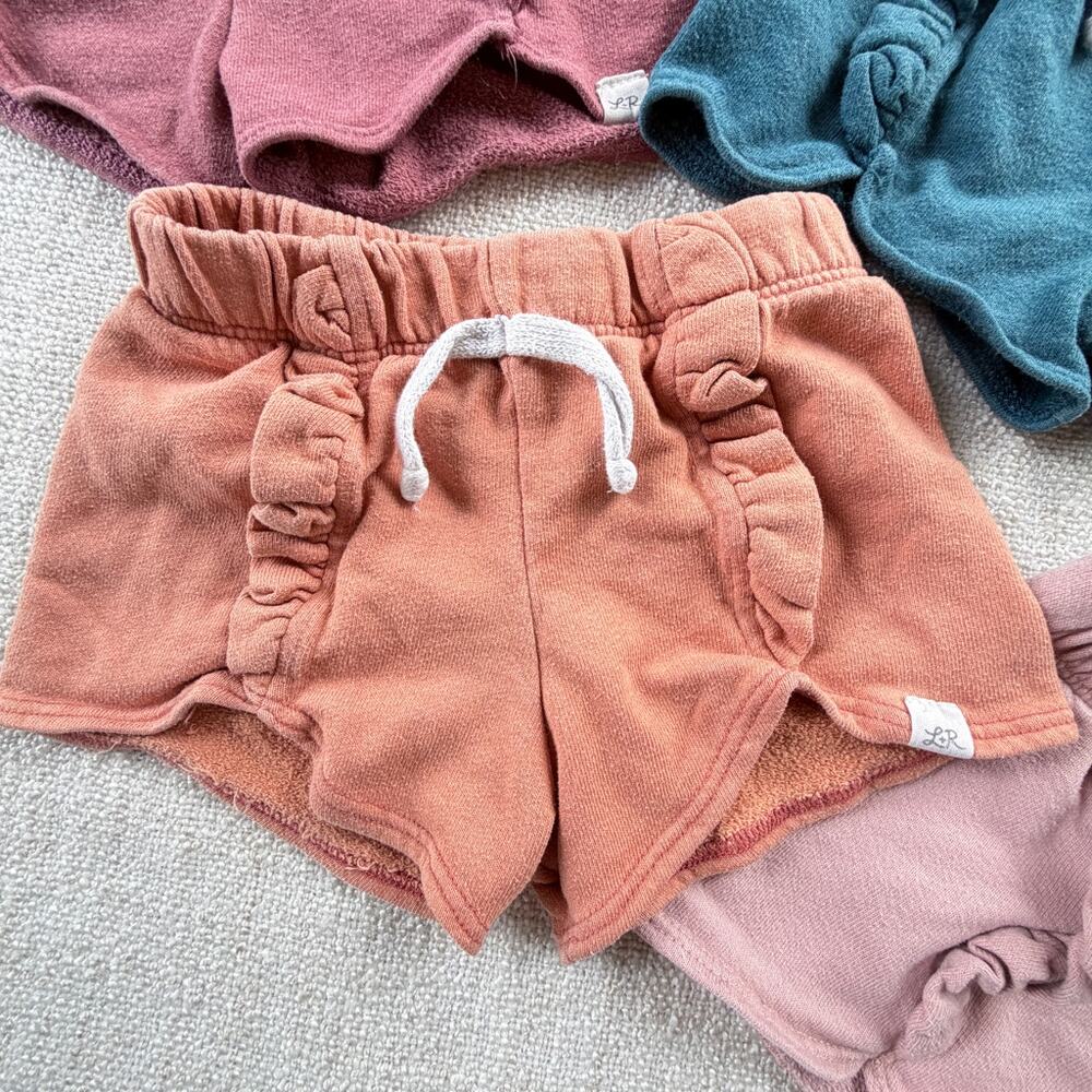 Lulu + Roo Peach Ruffle Shorts GUC 4T
